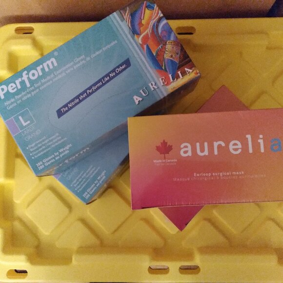 2 Boxes Nitrile gloves and 2 Boxes of Surgical Masks, Made in Canada - Picture 1 of 5